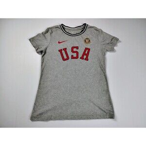 Nike Mens Team USA T-Shirt Heather Gray Olympic Heritage Short Sleeve Logo XS